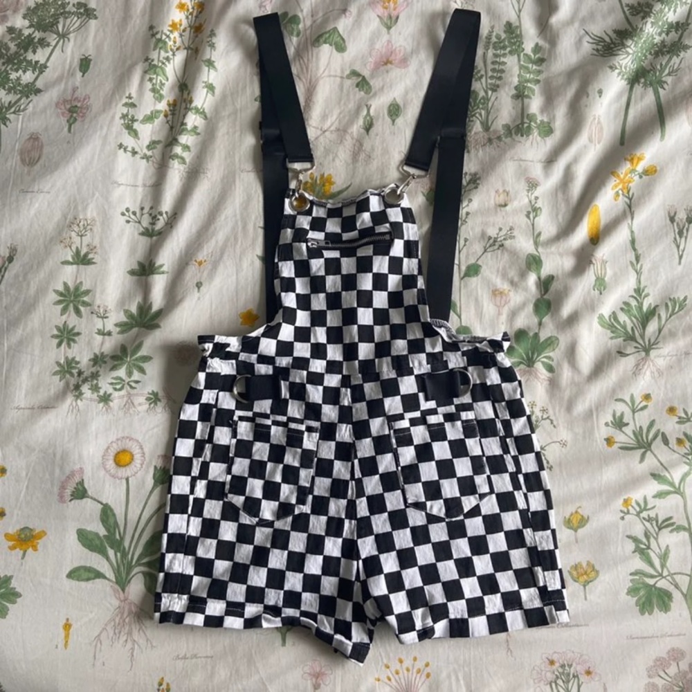 Checker print overalls